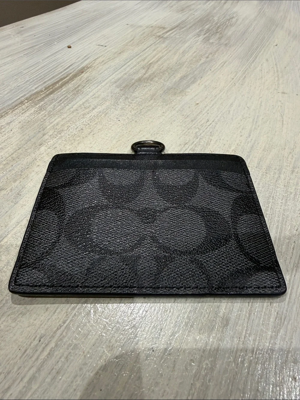 Coach Black Signature Lanyard Card & Key Holder